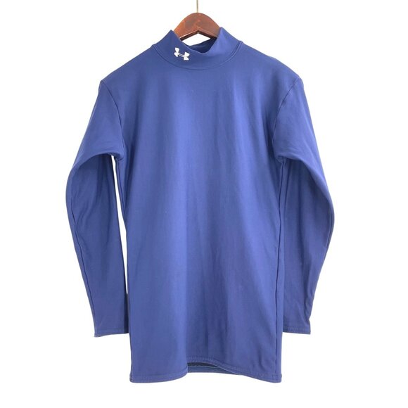 Under Armour Mens Small Long Sleeve Mock Neck Performance Shirt Blue Athletic - Picture 1 of 6
